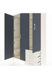 Hyperion Dolap 6 Raflı 3 Çekmeceli Tek Askılı 132x44x195 Aytaşı-Antrasit/Aytaşı