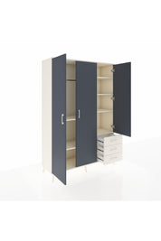 Hyperion Dolap 6 Raflı 3 Çekmeceli Tek Askılı 132x44x195 Aytaşı-Antrasit/Aytaşı