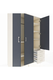 Hyperion Dolap 6 Raflı 3 Çekmeceli Tek Askılı 132x44x195 Aytaşı-Antrasit/Aytaşı