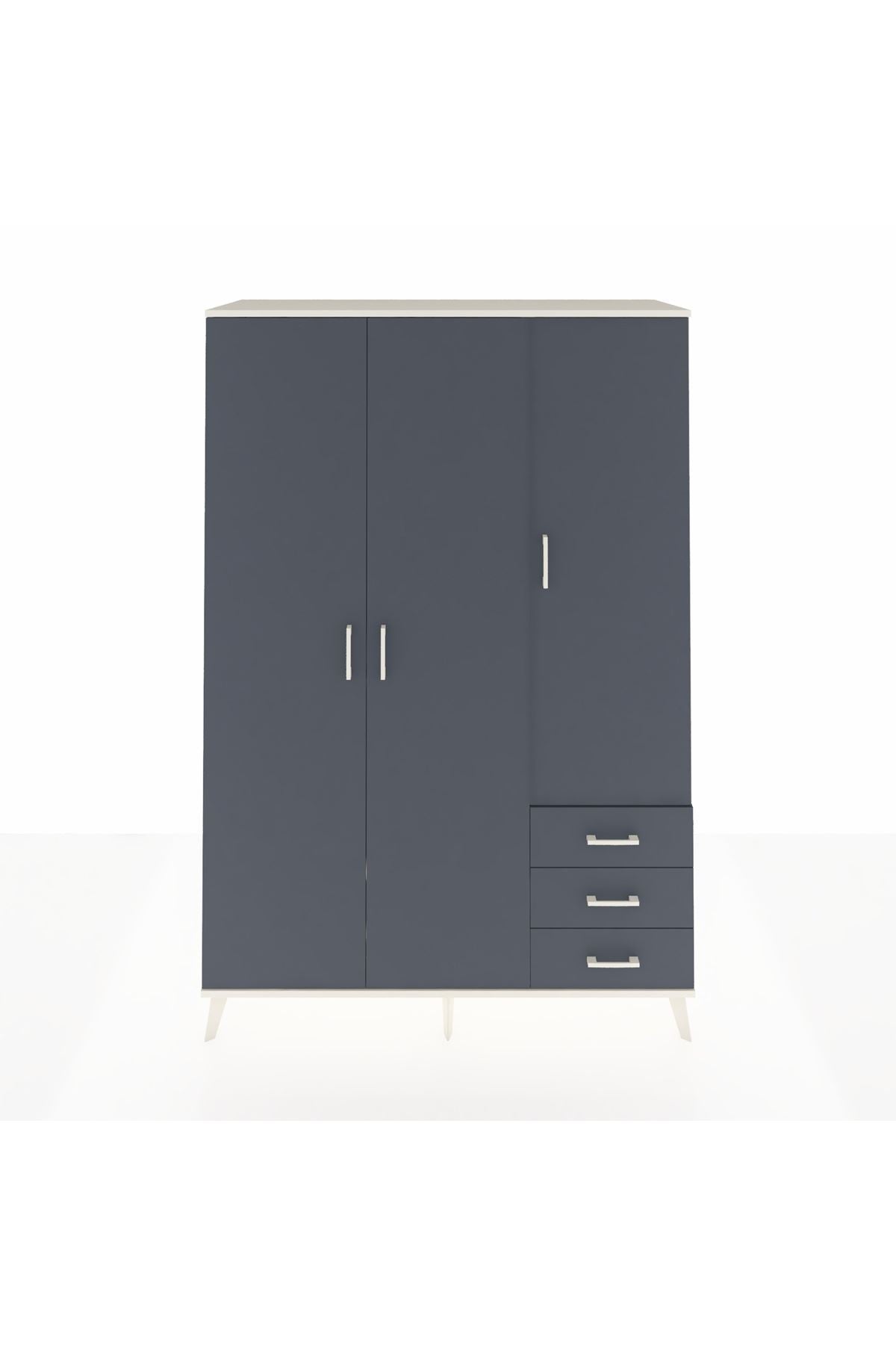 Hyperion Dolap 6 Raflı 3 Çekmeceli Tek Askılı 132x44x195 Aytaşı-Antrasit/Antrasit