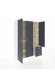 Hyperion Dolap 6 Raflı 3 Çekmeceli Tek Askılı 132x44x195 Aytaşı-Antrasit/Antrasit