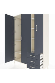 Hyperion Dolap 6 Raflı 3 Çekmeceli Tek Askılı 132x44x195 Aytaşı-Antrasit/Antrasit