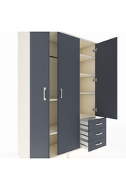 Hyperion Dolap 6 Raflı 3 Çekmeceli Tek Askılı 132x44x195 Aytaşı-Antrasit/Antrasit