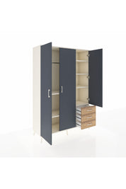 Hyperion Dolap 6 Raflı 3 Çekmeceli Tek Askılı 132x44x195 Aytaşı-Antrasit/Çam