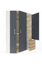 Hyperion Dolap 6 Raflı 3 Çekmeceli Tek Askılı 132x44x195 Aytaşı-Antrasit/Çam