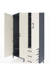 Hyperion Dolap 6 Raflı 3 Çekmeceli Tek Askılı 132x44x195 Antrasit-Aytaşı/Aytaşı