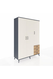 Hyperion Dolap 6 Raflı 3 Çekmeceli Tek Askılı 132x44x195 Antrasit-Aytaşı/Çam