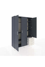 Hyperion Dolap 6 Raflı 3 Çekmeceli Tek Askılı 132x44x195 Antrasit-Antrasit/Aytaşı