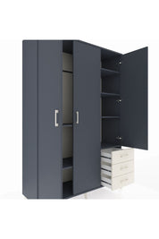 Hyperion Dolap 6 Raflı 3 Çekmeceli Tek Askılı 132x44x195 Antrasit-Antrasit/Aytaşı