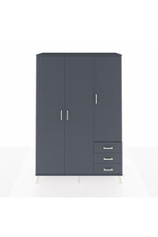 Hyperion Dolap 6 Raflı 3 Çekmeceli Tek Askılı 132x44x195 Antrasit-Antrasit/Antrasit