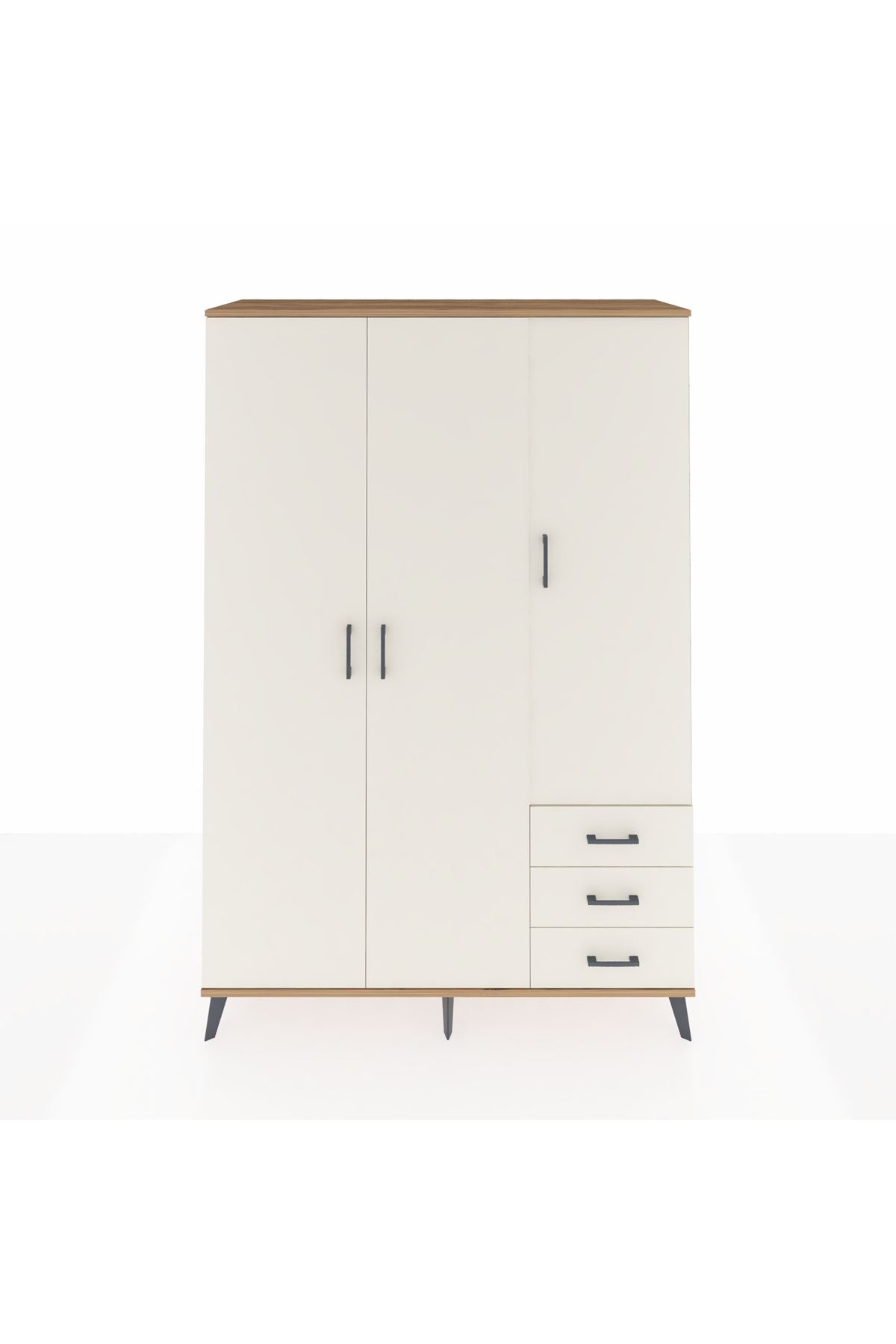 Hyperion Dolap 6 Raflı 3 Çekmeceli Tek Askılı 132x44x195 Çam-Aytaşı/Aytaşı