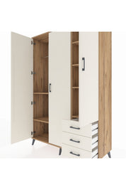Hyperion Dolap 6 Raflı 3 Çekmeceli Tek Askılı 132x44x195 Çam-Aytaşı/Aytaşı