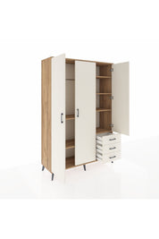 Hyperion Dolap 6 Raflı 3 Çekmeceli Tek Askılı 132x44x195 Çam-Aytaşı/Aytaşı