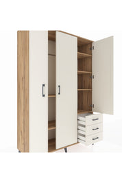 Hyperion Dolap 6 Raflı 3 Çekmeceli Tek Askılı 132x44x195 Çam-Aytaşı/Aytaşı