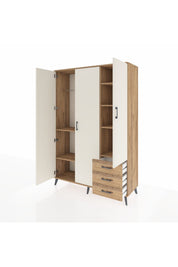 Hyperion Dolap 6 Raflı 3 Çekmeceli Tek Askılı 132x44x195 Çam-Aytaşı/Çam