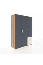 Hyperion Dolap 6 Raflı 3 Çekmeceli Tek Askılı 132x44x195 Çam-Antrasit/Aytaşı