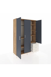 Hyperion Dolap 6 Raflı 3 Çekmeceli Tek Askılı 132x44x195 Çam-Antrasit/Aytaşı