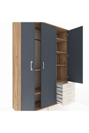 Hyperion Dolap 6 Raflı 3 Çekmeceli Tek Askılı 132x44x195 Çam-Antrasit/Aytaşı