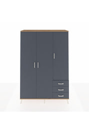 Hyperion Dolap 6 Raflı 3 Çekmeceli Tek Askılı 132x44x195 Çam-Antrasit/Antrasit