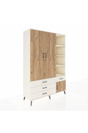 Hyperion Dolap 5 Raflı 4 Çekmeceli Tek Askılı 132x44x195 Aytaşı-Çam/Aytaşı