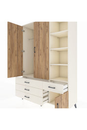Hyperion Dolap 5 Raflı 4 Çekmeceli Tek Askılı 132x44x195 Aytaşı-Çam/Aytaşı