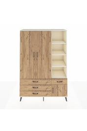 Hyperion Dolap 5 Raflı 4 Çekmeceli Tek Askılı 132x44x195 Aytaşı-Çam/Çam