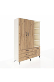 Hyperion Dolap 5 Raflı 4 Çekmeceli Tek Askılı 132x44x195 Aytaşı-Çam/Çam