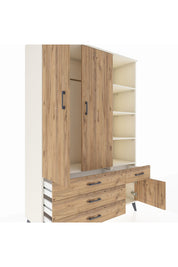 Hyperion Dolap 5 Raflı 4 Çekmeceli Tek Askılı 132x44x195 Aytaşı-Çam/Çam