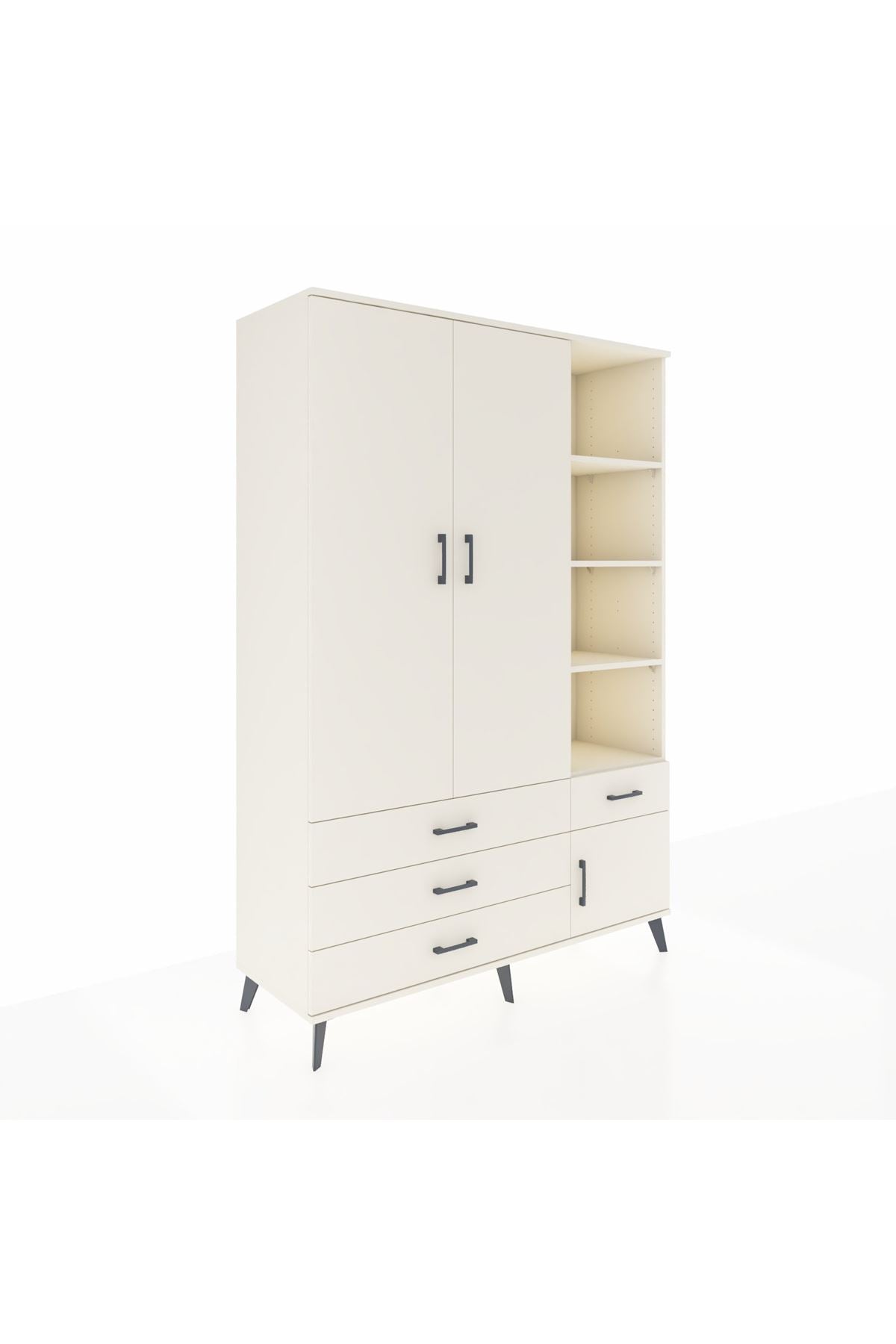 Hyperion Dolap 5 Raflı 4 Çekmeceli Tek Askılı 132x44x195 Aytaşı-Aytaşı/Aytaşı