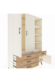 Hyperion Dolap 5 Raflı 4 Çekmeceli Tek Askılı 132x44x195 Aytaşı-Aytaşı/Çam