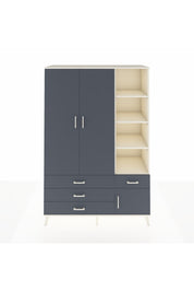 Hyperion Dolap 5 Raflı 4 Çekmeceli Tek Askılı 132x44x195 Aytaşı-Antrasit/Antrasit
