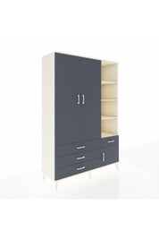 Hyperion Dolap 5 Raflı 4 Çekmeceli Tek Askılı 132x44x195 Aytaşı-Antrasit/Antrasit