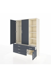 Hyperion Dolap 5 Raflı 4 Çekmeceli Tek Askılı 132x44x195 Aytaşı-Antrasit/Antrasit