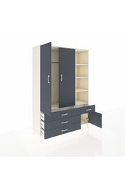 Hyperion Dolap 5 Raflı 4 Çekmeceli Tek Askılı 132x44x195 Aytaşı-Antrasit/Antrasit