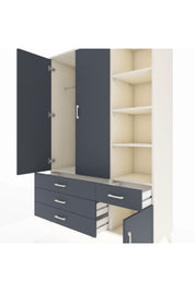 Hyperion Dolap 5 Raflı 4 Çekmeceli Tek Askılı 132x44x195 Aytaşı-Antrasit/Antrasit