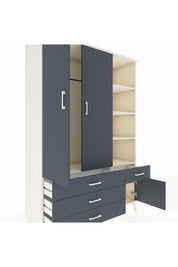 Hyperion Dolap 5 Raflı 4 Çekmeceli Tek Askılı 132x44x195 Aytaşı-Antrasit/Antrasit