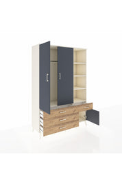 Hyperion Dolap 5 Raflı 4 Çekmeceli Tek Askılı 132x44x195 Aytaşı-Antrasit/Çam