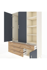 Hyperion Dolap 5 Raflı 4 Çekmeceli Tek Askılı 132x44x195 Aytaşı-Antrasit/Çam