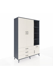 Hyperion Dolap 5 Raflı 4 Çekmeceli Tek Askılı 132x44x195 Antrasit-Aytaşı/Aytaşı