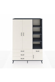 Hyperion Dolap 5 Raflı 4 Çekmeceli Tek Askılı 132x44x195 Antrasit-Aytaşı/Aytaşı