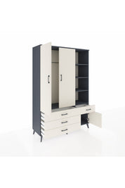 Hyperion Dolap 5 Raflı 4 Çekmeceli Tek Askılı 132x44x195 Antrasit-Aytaşı/Aytaşı