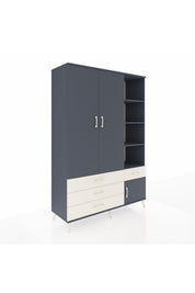 Hyperion Dolap 5 Raflı 4 Çekmeceli Tek Askılı 132x44x195 Antrasit-Antrasit/Aytaşı