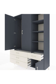 Hyperion Dolap 5 Raflı 4 Çekmeceli Tek Askılı 132x44x195 Antrasit-Antrasit/Aytaşı