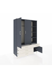 Hyperion Dolap 5 Raflı 4 Çekmeceli Tek Askılı 132x44x195 Antrasit-Antrasit/Aytaşı