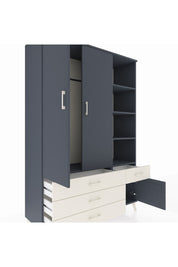 Hyperion Dolap 5 Raflı 4 Çekmeceli Tek Askılı 132x44x195 Antrasit-Antrasit/Aytaşı