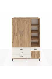 Hyperion Dolap 5 Raflı 4 Çekmeceli Tek Askılı 132x44x195 Çam-Çam/Aytaşı