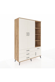 Hyperion Dolap 5 Raflı 4 Çekmeceli Tek Askılı 132x44x195 Çam-Aytaşı/Aytaşı