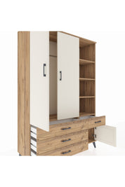 Hyperion Dolap 5 Raflı 4 Çekmeceli Tek Askılı 132x44x195 Çam-Aytaşı/Çam