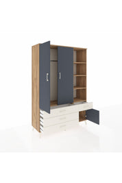 Hyperion Dolap 5 Raflı 4 Çekmeceli Tek Askılı 132x44x195 Çam-Antrasit/Aytaşı