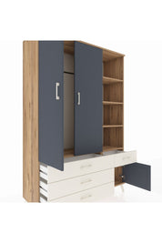 Hyperion Dolap 5 Raflı 4 Çekmeceli Tek Askılı 132x44x195 Çam-Antrasit/Aytaşı